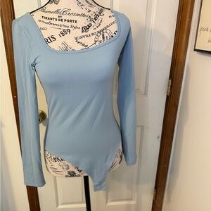 CRZ YOGA Light Blue Long Sleeve Bodysuit
